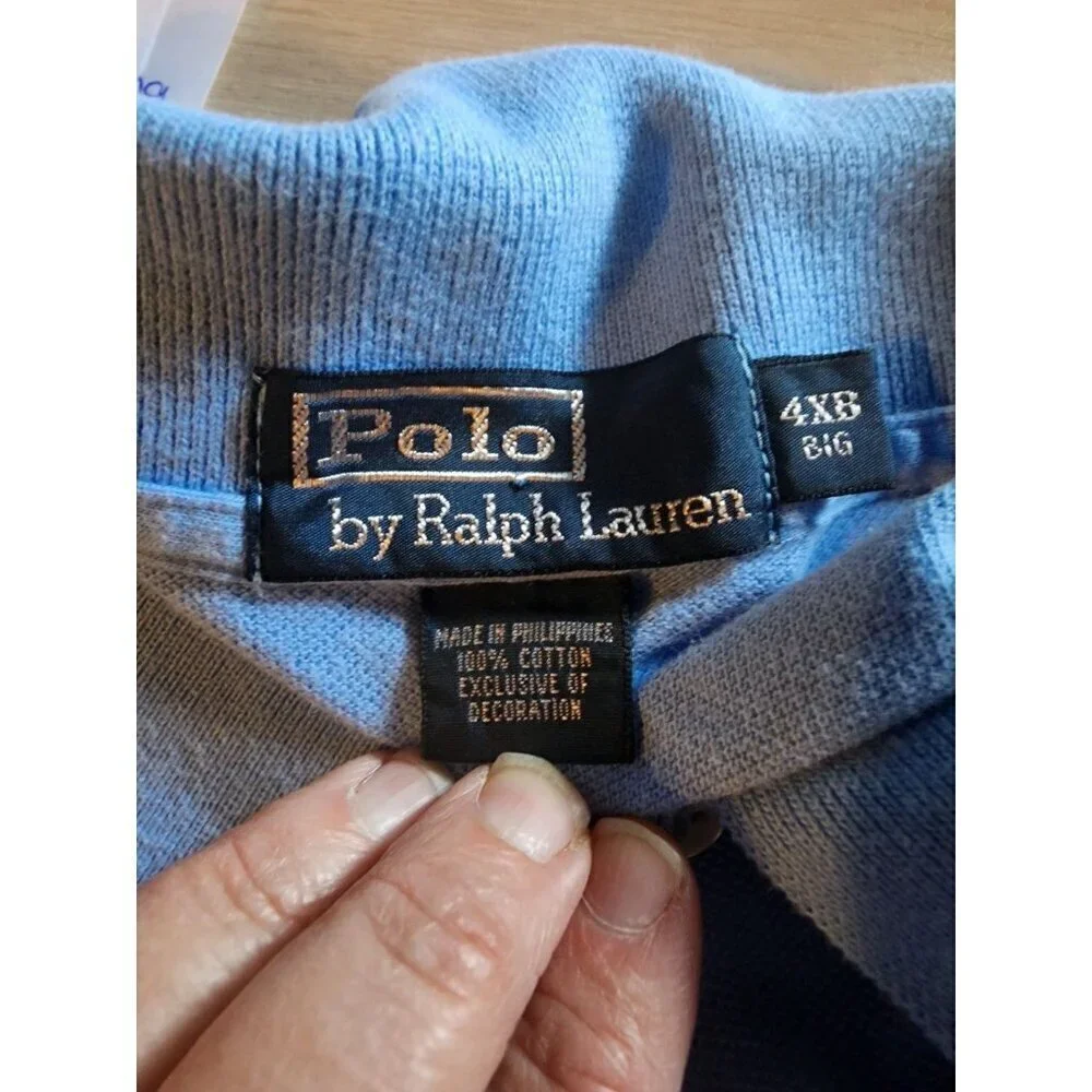 Ralph Lauren Polo Shirt Men's 4XB BIG Light Blue Pony Logo Short Sleeve Shirt